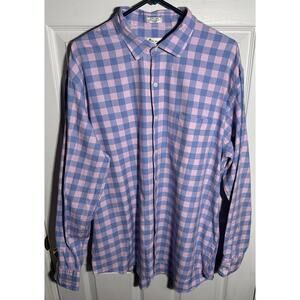 Peter Millar Seaside Silk Blend Button Up Shirt Size XL Silk Blend Blue/Pink